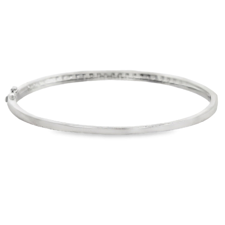 14K White Gold 0.75 CTW Diamond Hinged Bangle Bracelet