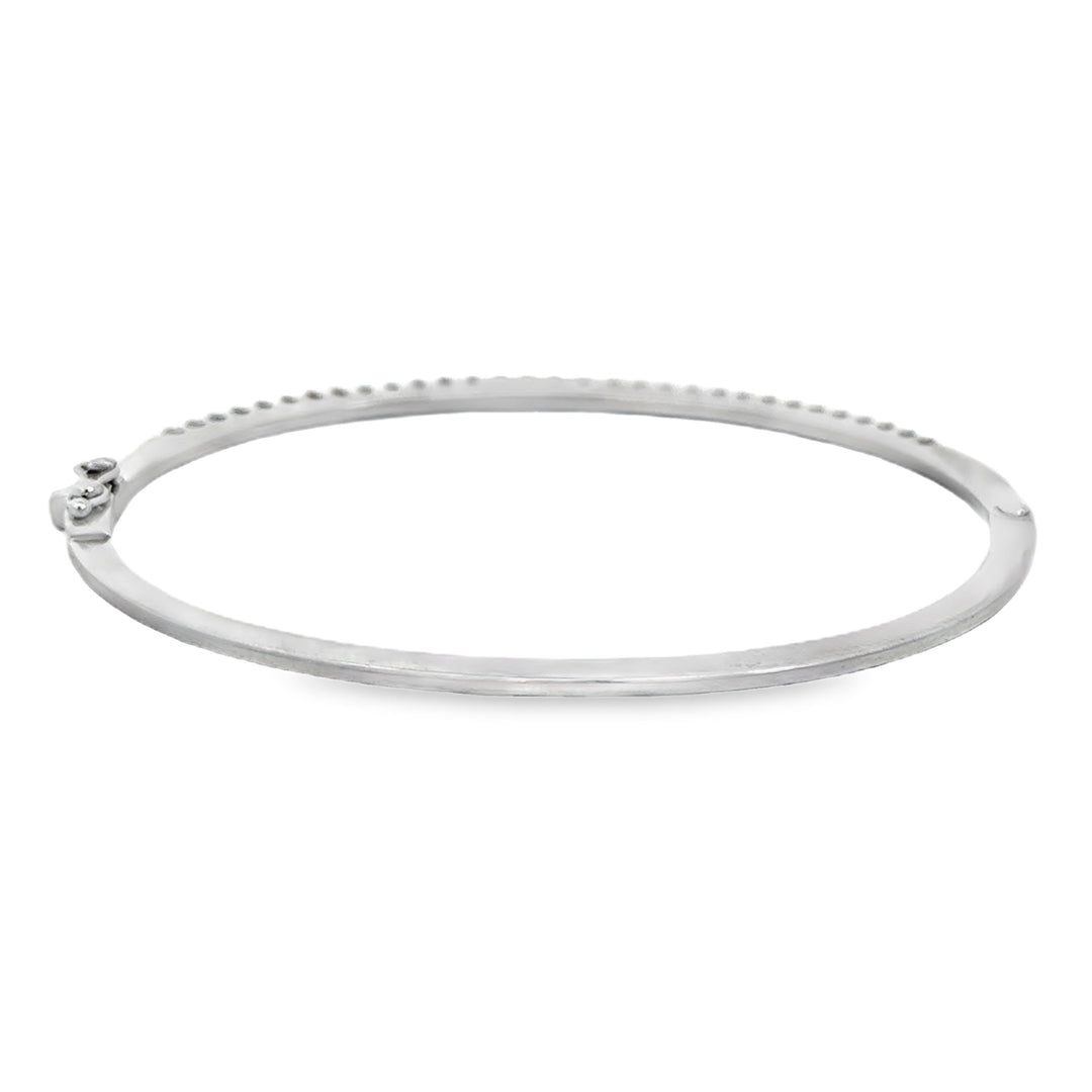 18K White Gold 0.15 CTW Diamond Bangle Bracelet