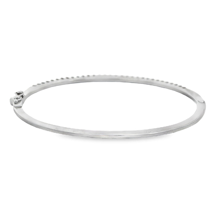 18K White Gold 0.15 CTW Diamond Bangle Bracelet