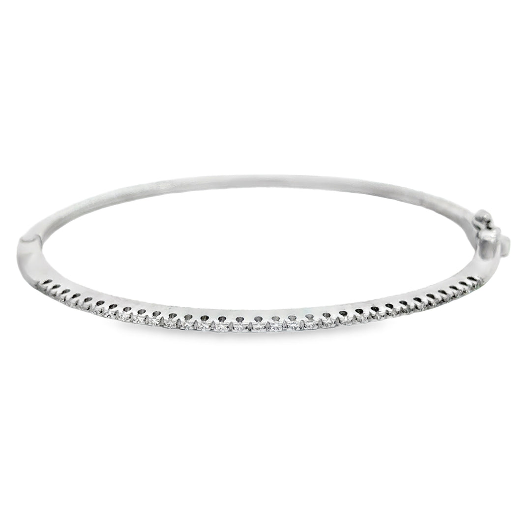 18K White Gold 0.15 CTW Diamond Bangle Bracelet
