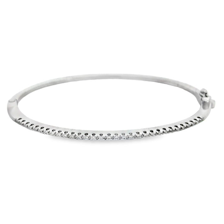 18K White Gold 0.15 CTW Diamond Bangle Bracelet