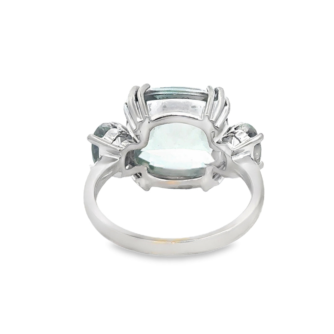 Aquamarine 14K White Gold 3 Stone Ring