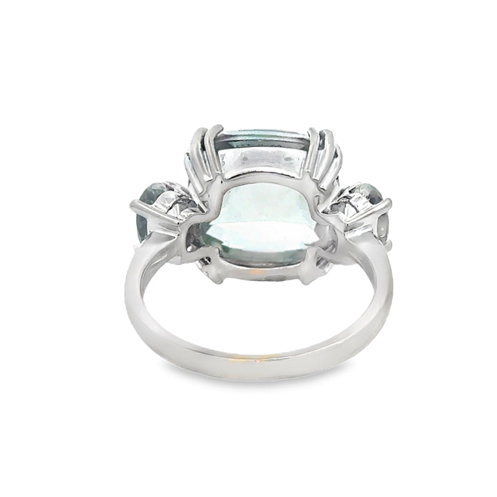 Aquamarine 14K White Gold 3 Stone Ring