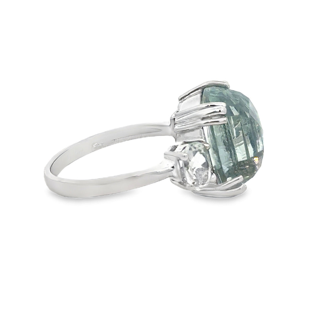 Aquamarine 14K White Gold 3 Stone Ring