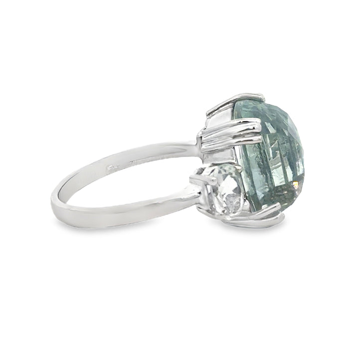 Aquamarine 14K White Gold 3 Stone Ring