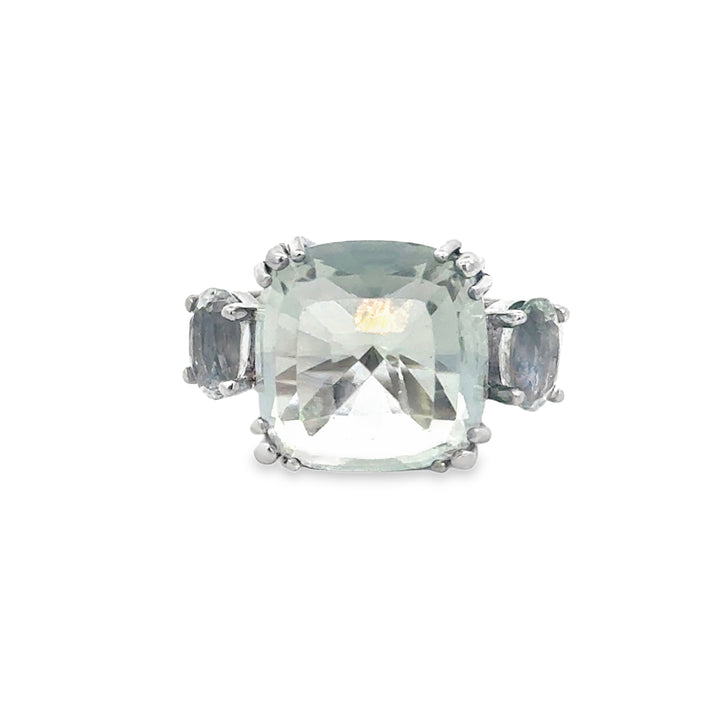 Aquamarine 14K White Gold 3 Stone Ring