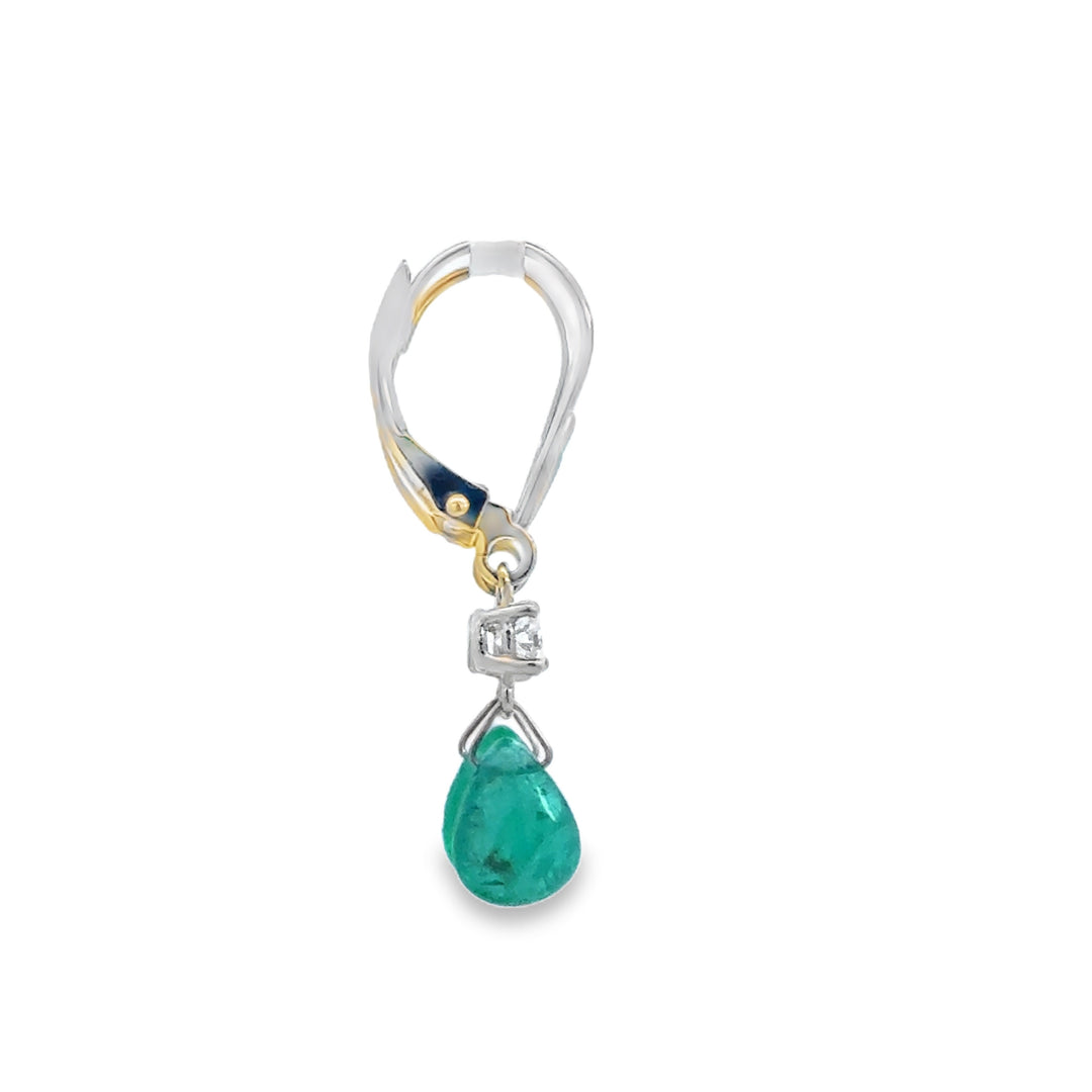 0.34 CTW Diamond Emerald Drop Earrings 14K White Gold