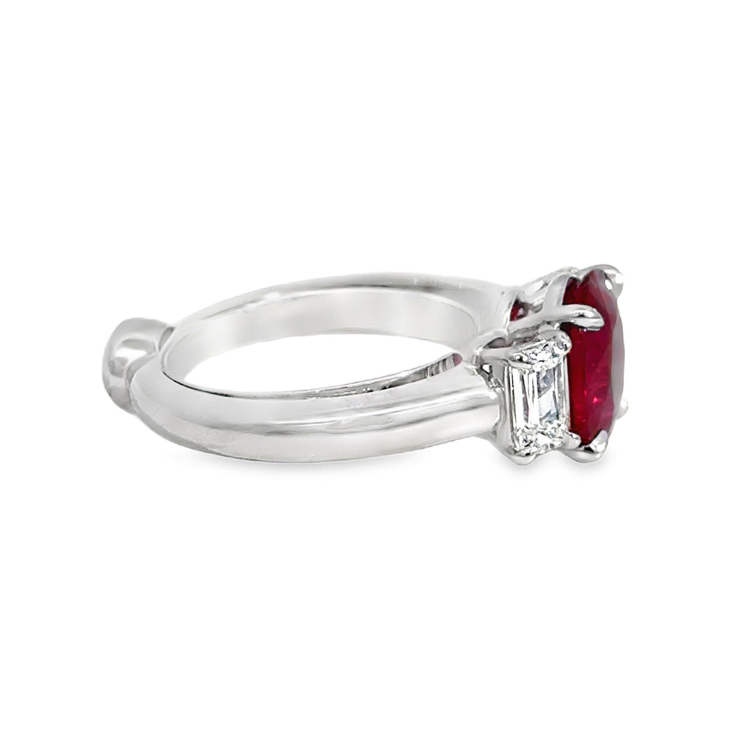Robert Procop 4.10 CTW Pigeon Blood Ruby &amp; Diamond Platinum Ring
