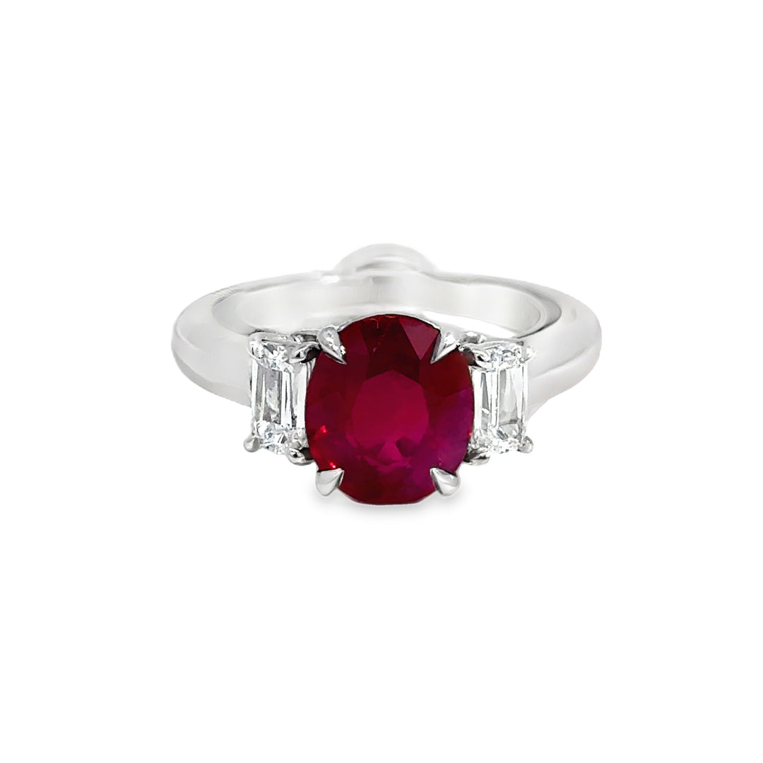Robert Procop 4.10 CTW Pigeon Blood Ruby & Diamond Platinum Ring