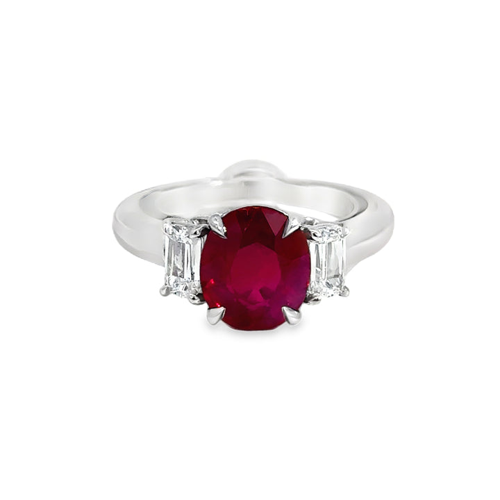 Robert Procop 4.10 CTW Pigeon Blood Ruby &amp; Diamond Platinum Ring