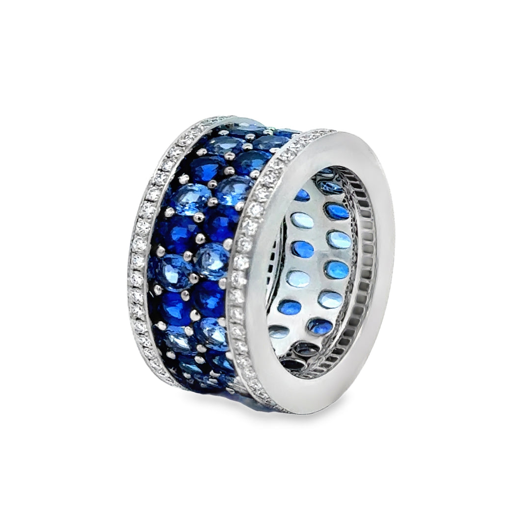 Robert Procop 9.59 CTW Blue Sapphire &amp; Diamond Platinum Eternity Ring