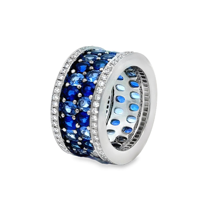 Robert Procop 9.59 CTW Blue Sapphire &amp; Diamond Platinum Eternity Ring