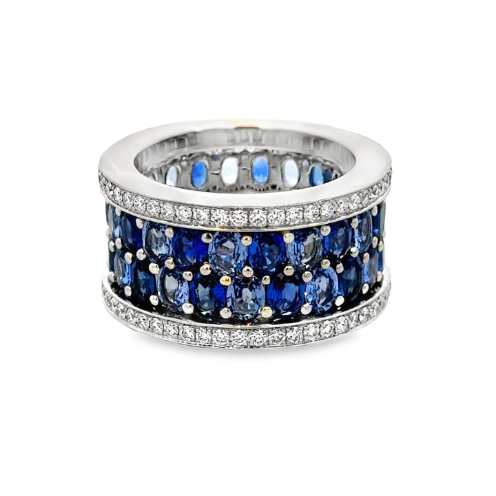Robert Procop 9.59 CTW Blue Sapphire &amp; Diamond Platinum Eternity Ring