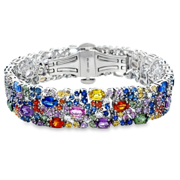 Robert Procop American Glamour 29.06 CTW Multi-Color Sapphire & Diamond 18K White Gold Bracelet