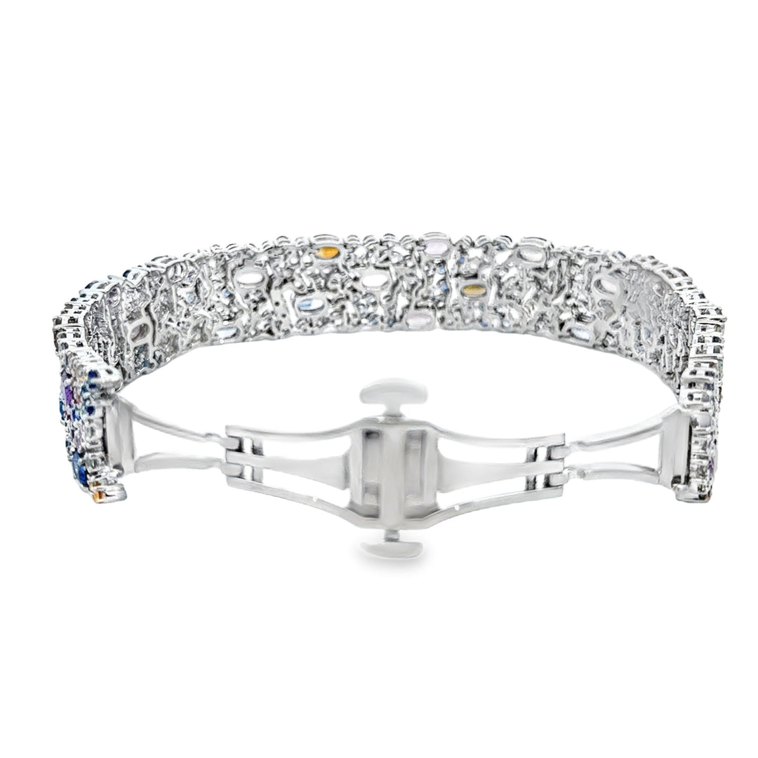 Robert Procop American Glamour 29.06 CTW Multi-Color Sapphire &amp; Diamond 18K White Gold Bracelet
