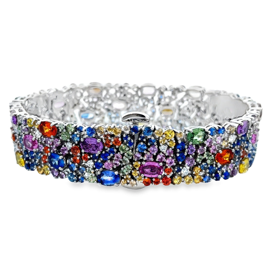 Robert Procop American Glamour 29.06 CTW Multi-Color Sapphire &amp; Diamond 18K White Gold Bracelet