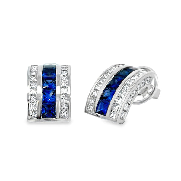 Robert Procop 3.80 CTW Blue Sapphire & Diamond Platinum Masterpiece Earrings