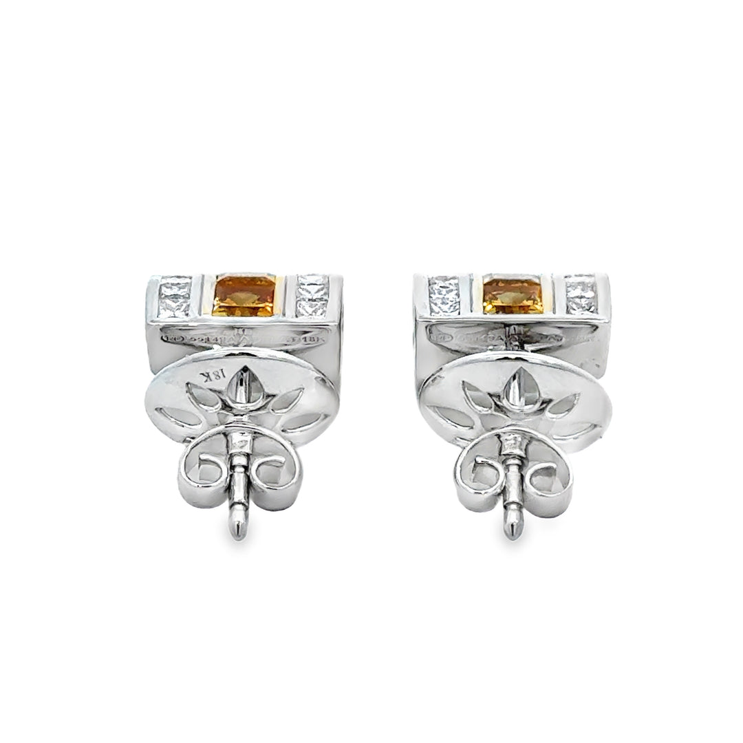 Robert Procop 2.19 CTW Yellow Sapphire &amp; 1.84 CTW Diamond Platinum &amp; 18K Yellow Gold Masterpiece Earrings