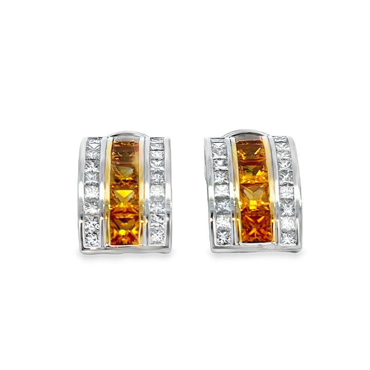 Robert Procop 2.19 CTW Yellow Sapphire &amp; 1.84 CTW Diamond Platinum &amp; 18K Yellow Gold Masterpiece Earrings
