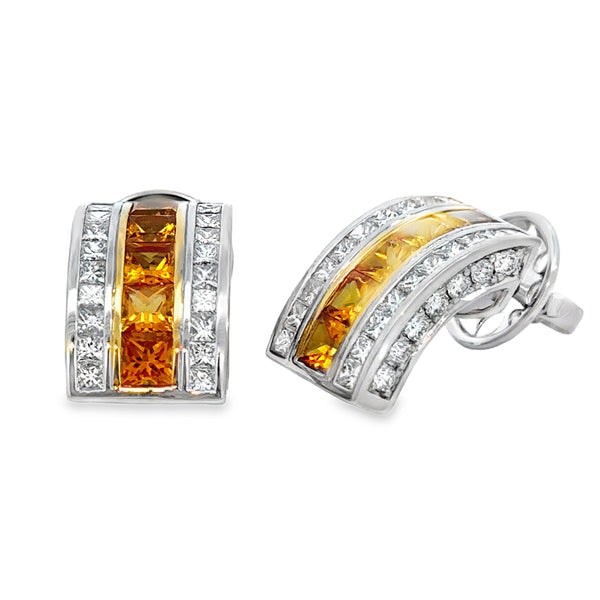 Robert Procop 2.19 CTW Yellow Sapphire & 1.84 CTW Diamond Platinum & 18K Yellow Gold Masterpiece Earrings