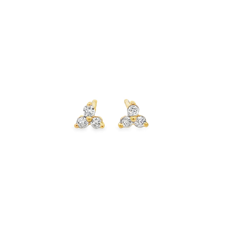 0.20 CTW Diamond 14K Yellow Gold Three-Stone Cluster Stud Earrings
