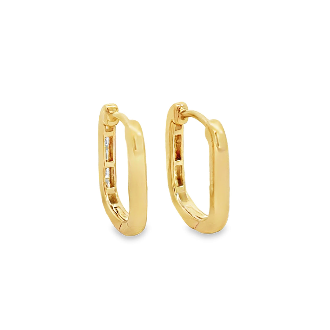 0.22 CTW Baguette Diamond 14K Yellow Gold Huggie Earrings