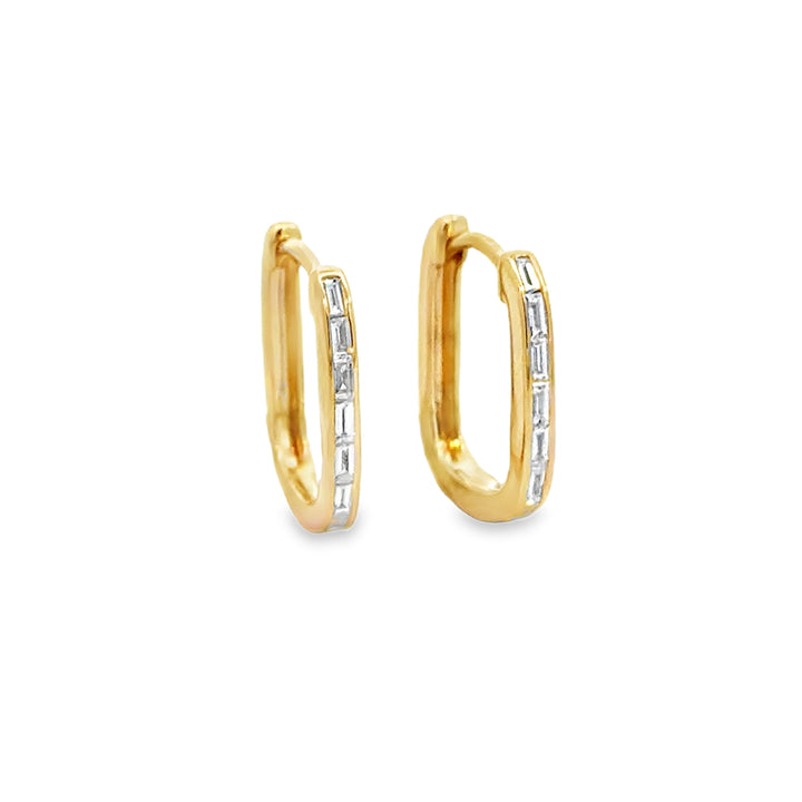 0.22 CTW Baguette Diamond 14K Yellow Gold Huggie Earrings