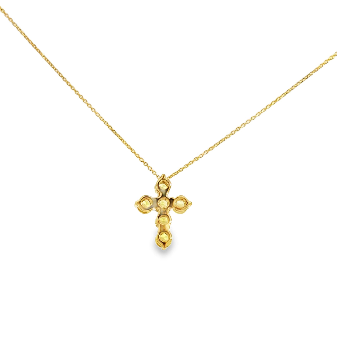 Yellow Sapphire Cross Pendant Necklace in 14K Yellow Gold