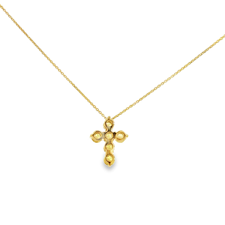 Yellow Sapphire Cross Pendant Necklace in 14K Yellow Gold