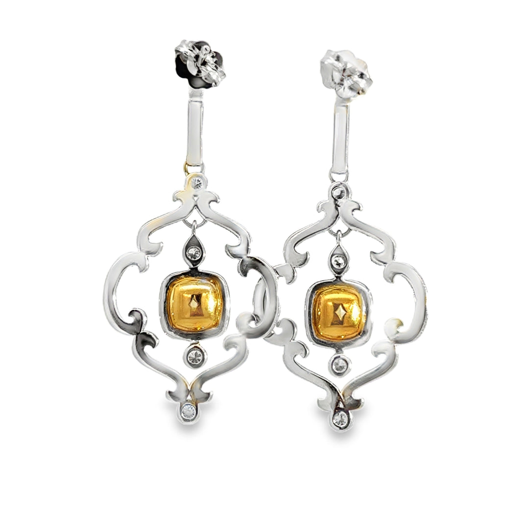 2.05 CTW Fancy Yellow Diamond Earrings in 18K Yellow &amp; White Gold