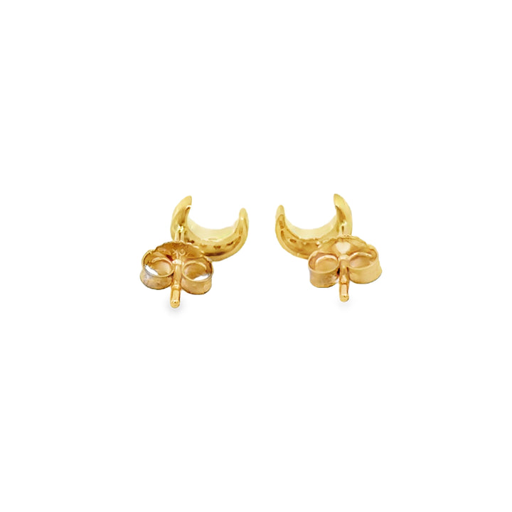0.03 CTW Diamond 10K Yellow Gold Crescent Moon Stud Earrings