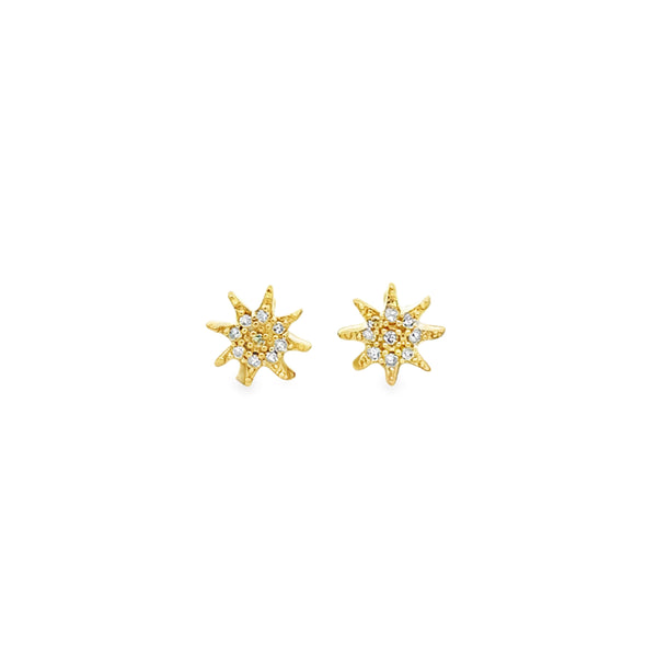 0.05 CTW Diamond 10K Yellow Gold Starburst Stud Earrings
