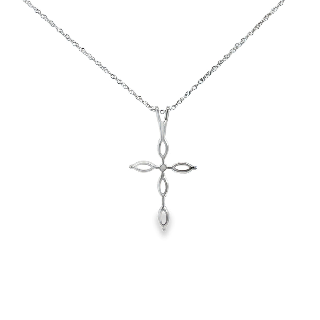 Aquamarine & Diamond 14K White Gold Cross Pendant Necklace