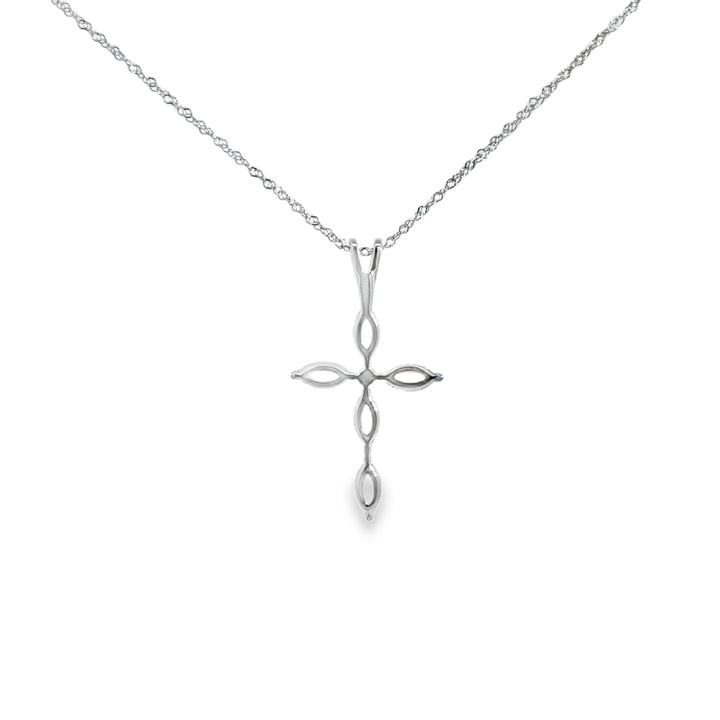 Aquamarine & Diamond 14K White Gold Cross Pendant Necklace