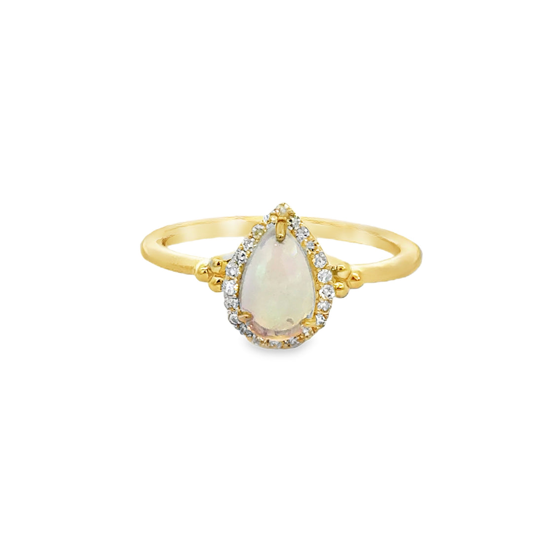 0.15 CTW Diamond Opal 10K Yellow Gold Ring