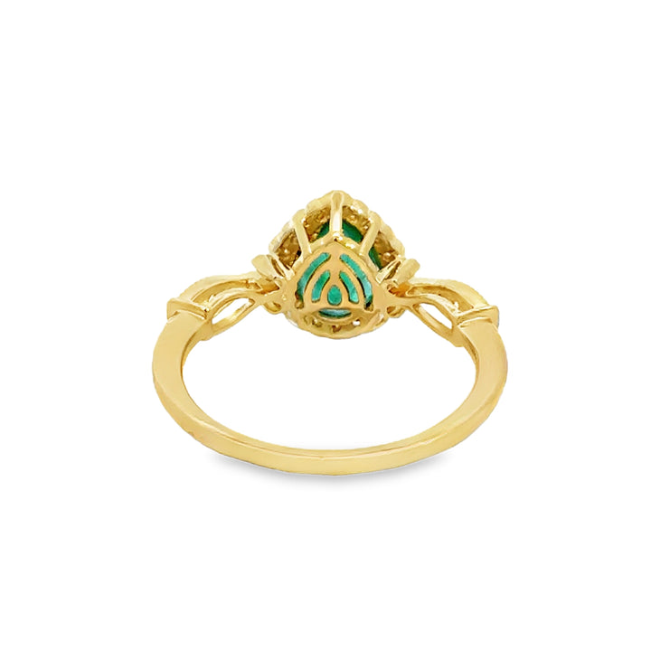 0.25 CTW Diamond Pear Shape Emerald 10K Yellow Gold Ring