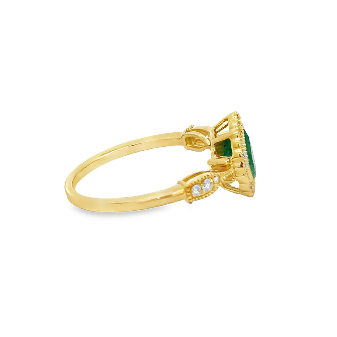 0.25 CTW Diamond Pear Shape Emerald 10K Yellow Gold Ring