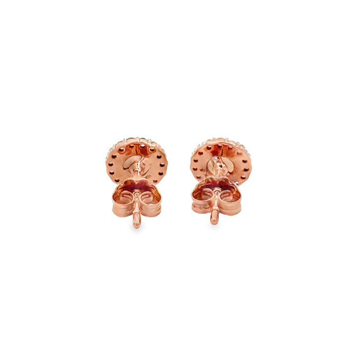 0.10 CTW Diamond Halo Pearl Stud Earrings in 10K Rose Gold