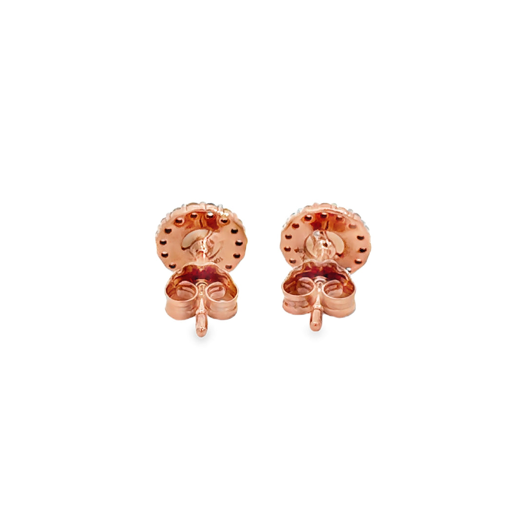 0.10 CTW Diamond Halo Pearl Stud Earrings in 10K Rose Gold