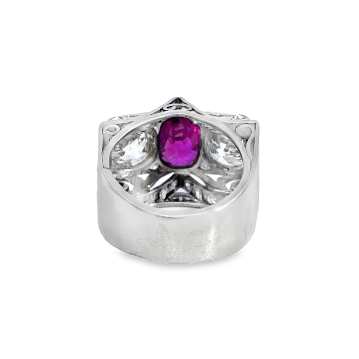 2.01 CT Ruby & 1.50 CTW Diamond Platinum Estate Ring