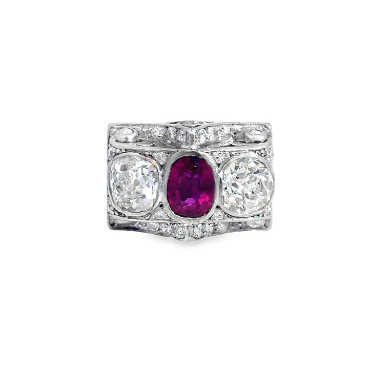 2.01 CT Ruby & 1.50 CTW Diamond Platinum Estate Ring