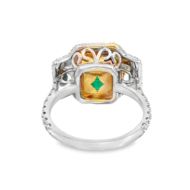 3.32 CT Emerald & 1.75 CTW Diamond 18K White and Yellow Gold Ring