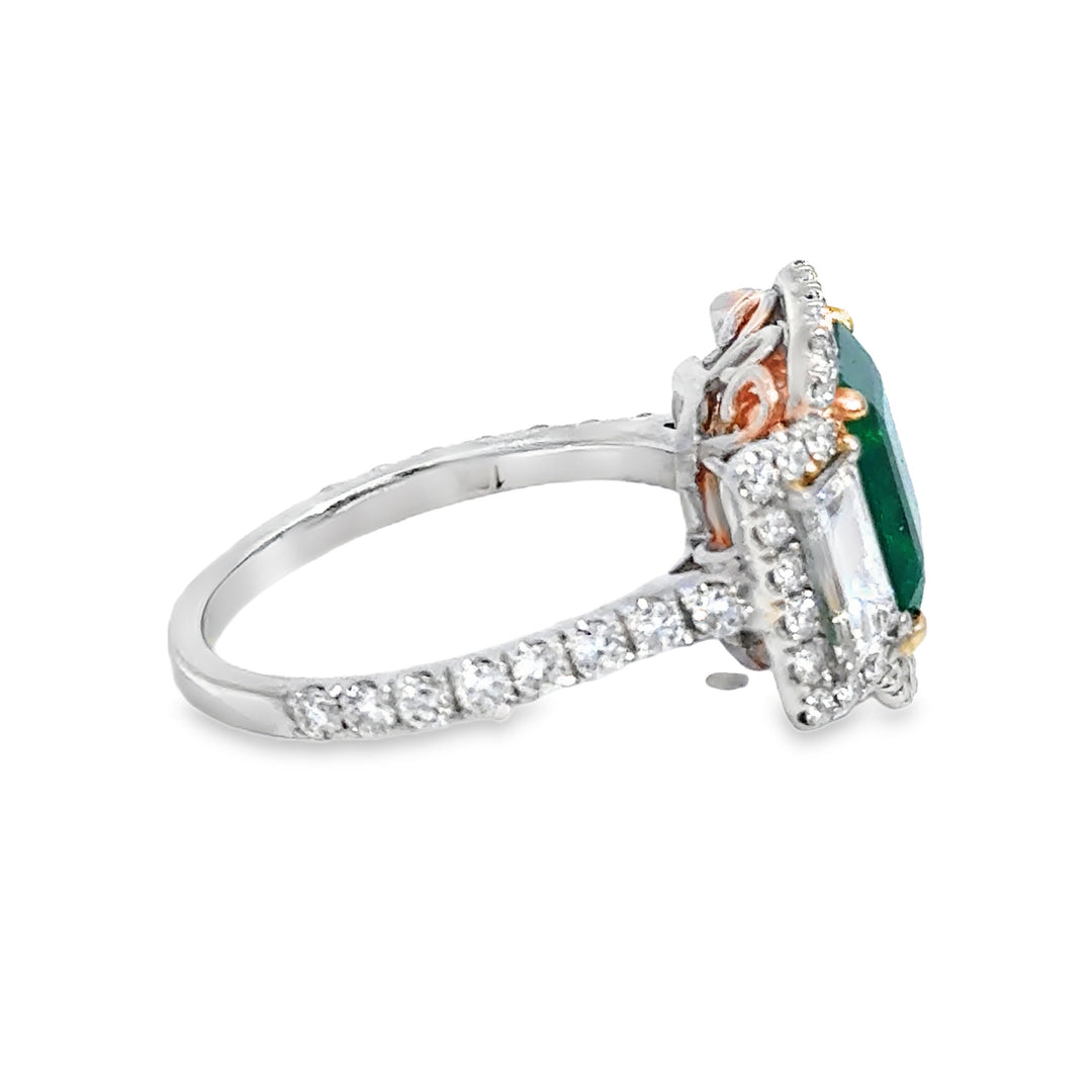 3.32 CT Emerald & 1.75 CTW Diamond 18K White and Yellow Gold Ring