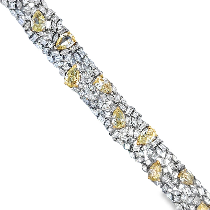 20.25 CTW Yellow &amp; White Diamond 18K White Gold Bracelet
