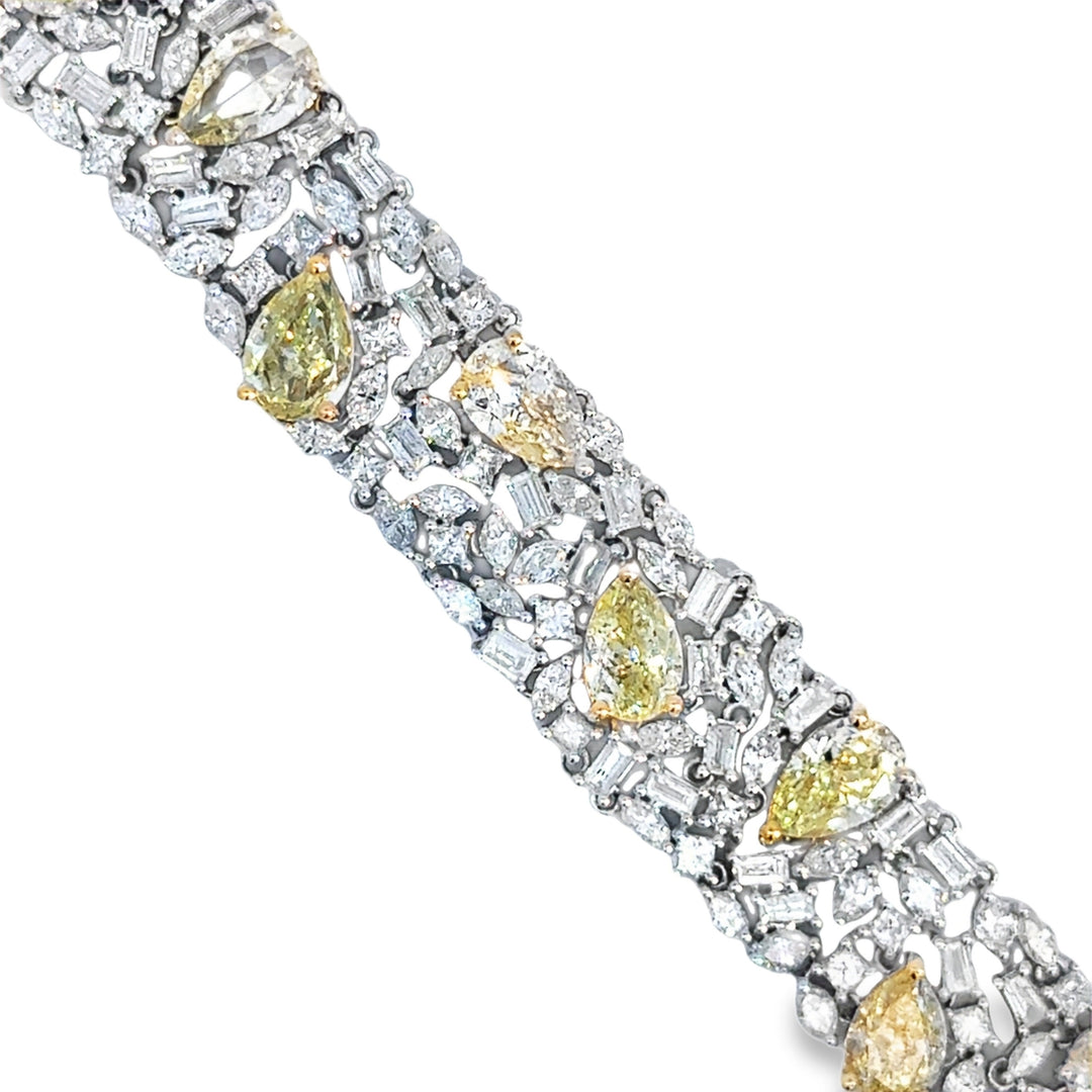 20.25 CTW Yellow &amp; White Diamond 18K White Gold Bracelet