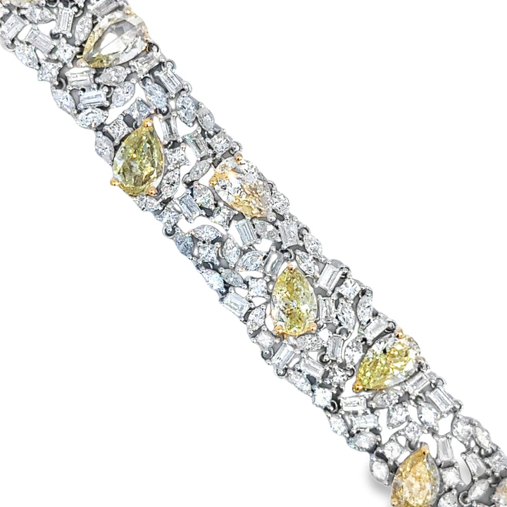 20.25 CTW Yellow &amp; White Diamond 18K White Gold Bracelet