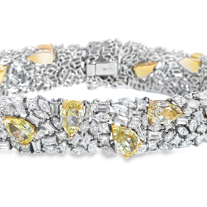 20.25 CTW Yellow &amp; White Diamond 18K White Gold Bracelet