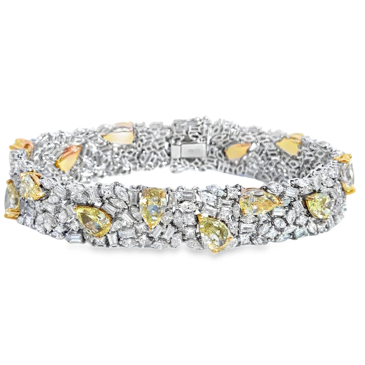 20.25 CTW Yellow &amp; White Diamond 18K White Gold Bracelet