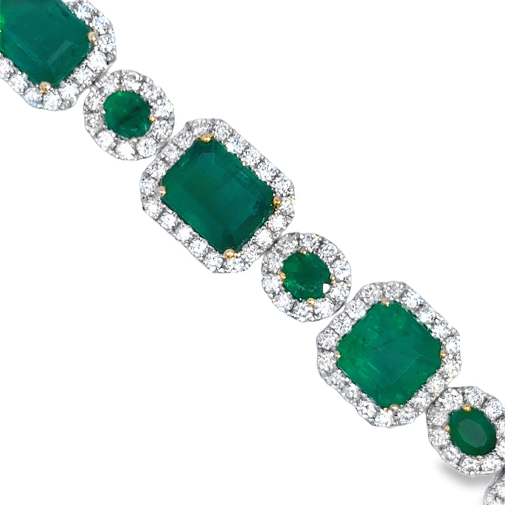 22.44 CTW Emerald &amp; 5.98 CTW Diamond 14K White Gold Bracelet