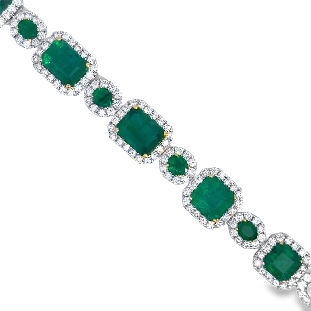 22.44 CTW Emerald & 5.98 CTW Diamond 14K White Gold Bracelet